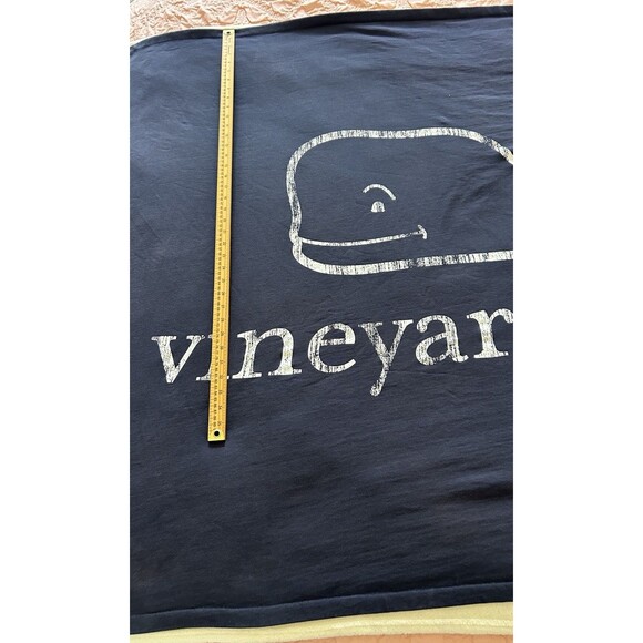 Vineyard Vines Blanket Throw Navy Blue White Whale Logo 100% Cotton RARE - Picture 3 of 4